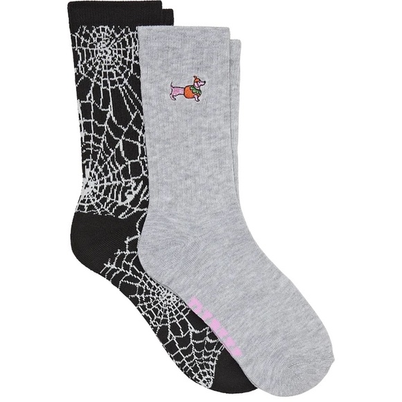 PINK Victoria's Secret Accessories - Victoria's Secret PINK 2-Pack Crew Socks Halloween Black Web/ Gray NEW